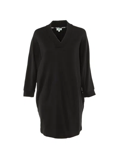 Pre-owned Kenzo Logo-print Sweater Dress In Black