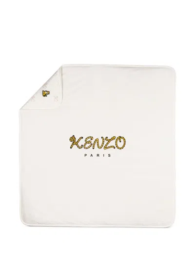 Kenzo Logo-print Tiger-patch Blanket In White