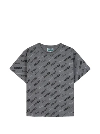 Kenzo Kids' Logo-print T-shirt In Gray