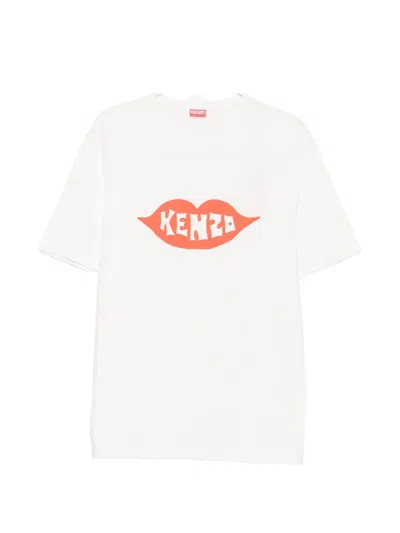 Kenzo Graphic Print Round Neck Short Sleeve T-shirt In Metallic