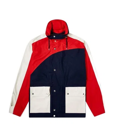 Kenzo Long Colour Block Parka Jacket In Multi