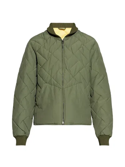 Kenzo Long-detail Quilted Jacket In Green
