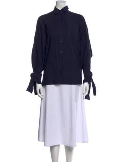 Pre-owned Kenzo Long Sleeve Blouse In Blue