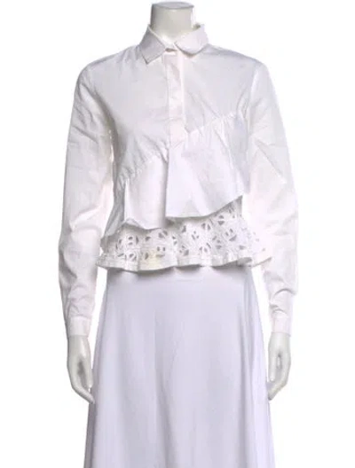 Pre-owned Kenzo Long Sleeve Blouse In White