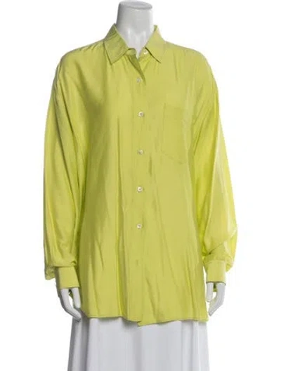 Pre-owned Kenzo Long Sleeve Button-up Top In Green/yellow