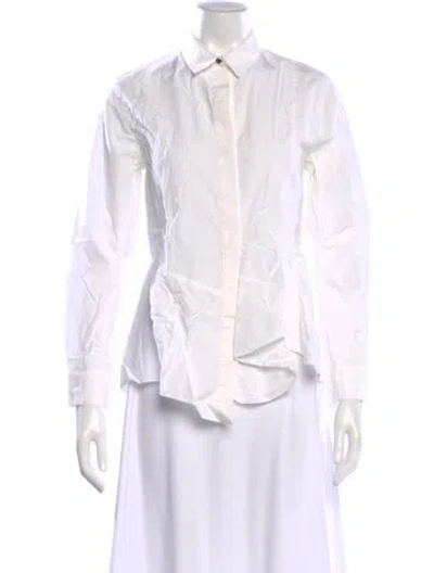 Pre-owned Kenzo Long Sleeve Button-up Top In White