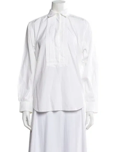 Pre-owned Kenzo Long Sleeve Button-up Top In White