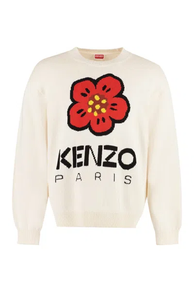Kenzo Long Sleeve Crew-neck Sweater In Ivory