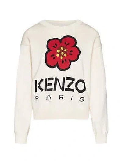 Pre-owned Kenzo Long Sleeve Crew-neck Sweater M In White