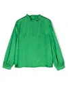 Kenzo Long-sleeve Patterned-jacquard Blouse In Green