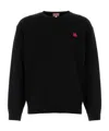 Kenzo Black Knit Jumper With Boke Flower Logo Patch On The Chest In Wool Man In Black