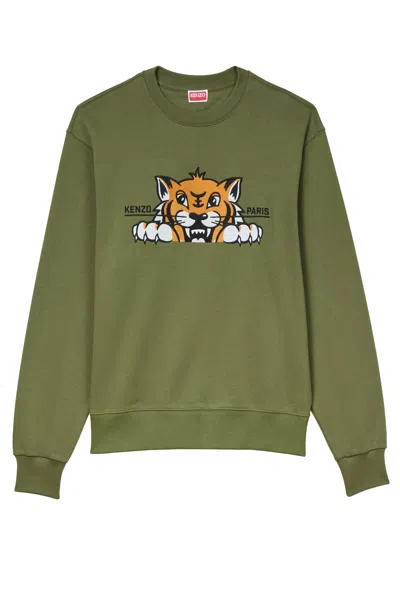 Kenzo Happy Tiger Slim Sweatshirt In Brown