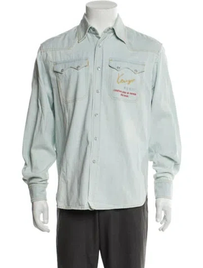 Pre-owned Kenzo Long Sleeve Western Shirt In Blue