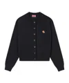Kenzo Wool Embroidered Round-neck Cardigan In Black