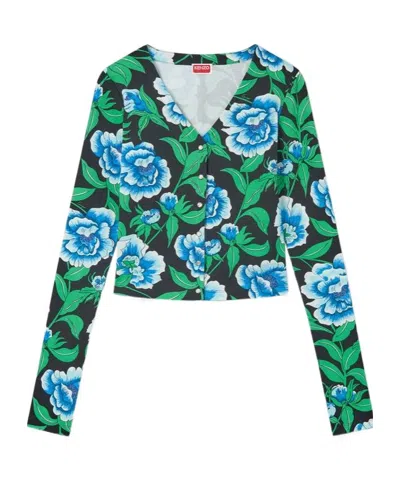 KENZO KENZO FLORAL PRINTED V-NECK CARDIGAN