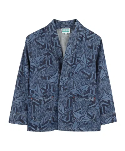 Kenzo Long-sleeved Casual Jacket In Blue