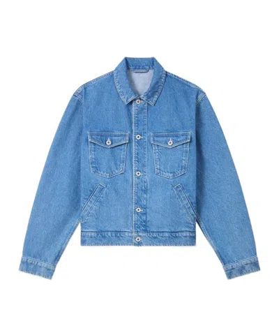Kenzo Long-sleeved Denim Coat In Blue