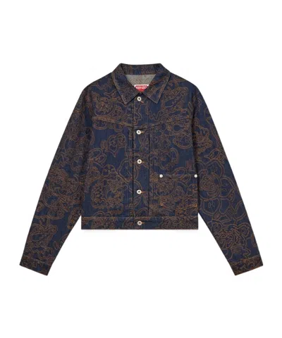 Kenzo Verdy Collection Trucker Jacket In Rinsebluedenim