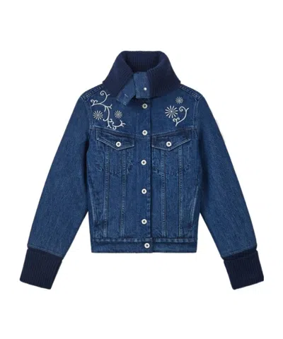 Kenzo Long-sleeved Denim Jacket In Blue