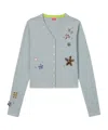 Kenzo Long-sleeved Embroidered Cardigan In Gray