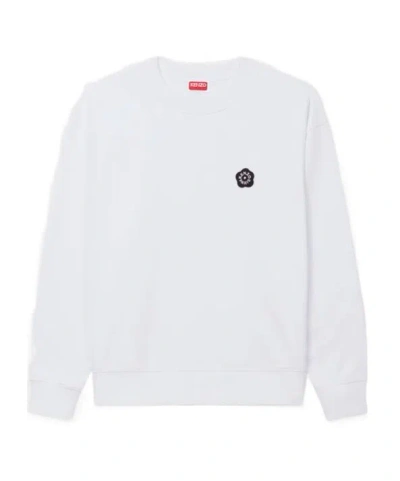 Kenzo Long-sleeved Embroidered Hoodie In White
