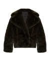 Kenzo Faux-fur Collar Blazer Notched Lapels In Black