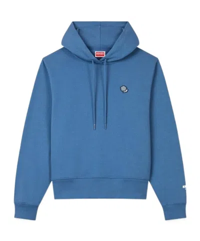 Kenzo Long-sleeved Hooded Hoodie In Blue