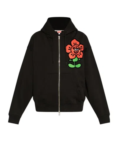 Kenzo Long-sleeved Hoodie In Black