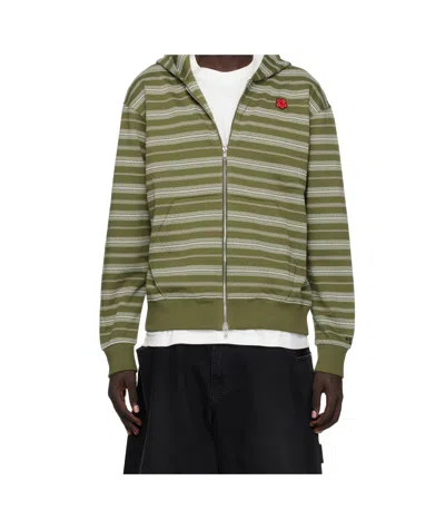 Kenzo Long-sleeved Hoodie In Green