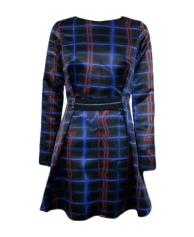 Kenzo Long-sleeved Plaid Dress In Black
