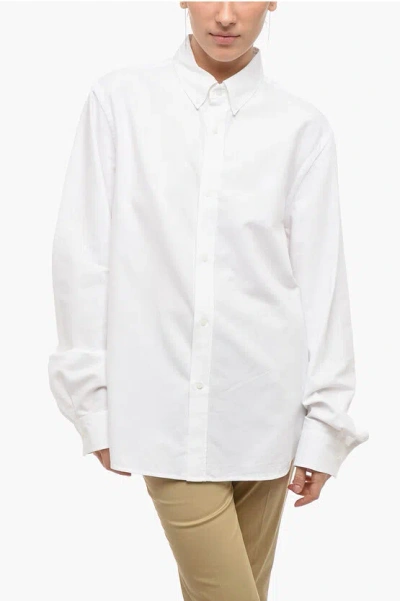 Kenzo Long Sleeved Shirt With Embroidered Logo In White