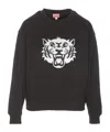 Kenzo Happy Tiger Embroidered Sweatshirt In Black
