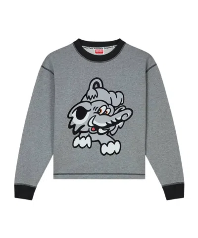 Kenzo Long-sleeved Sweater In Gray