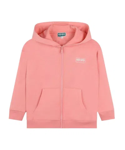 Kenzo Kids' Logo-print Cotton Hoodie In Pink