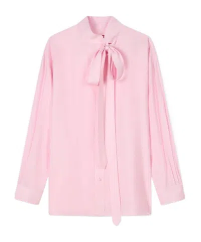 Kenzo Long Sleeved Tied-neck Shirt In Pink