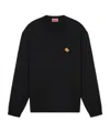 Kenzo Black Sweatshirt In Light Fllece With Broke Flower Embroidery To The Chest  Man In Black