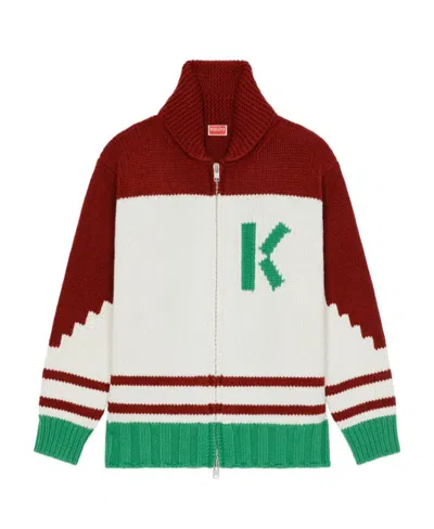Kenzo Long-sleeved Zipper Sweater In White