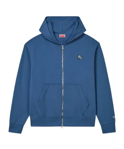 Kenzo Long-sleeved Zipper Sweatshirt In Blue