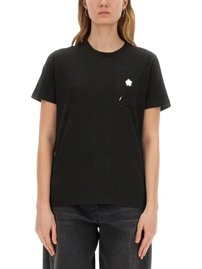 Kenzo Loose T-shirt With Boke Flower Embroidery In Black
