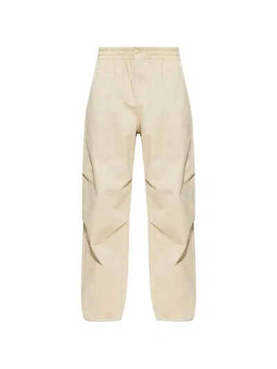 Kenzo Loose-fit Cotton Trousers In Neutral
