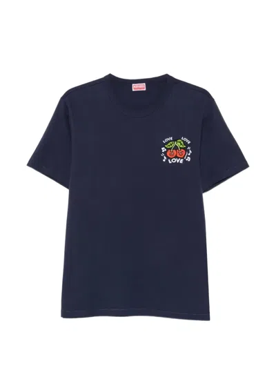 Kenzo Loves Cherry-print Slim T-shirt In Blue