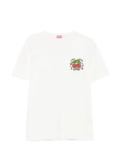 Kenzo Loves Cherry-print Slim-fit T-shirt In White