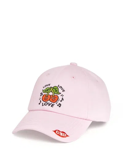 Kenzo Loves Embroidered 6-panel Cap In Pink