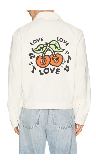 Kenzo Loves Zipped Coach Jacket In White