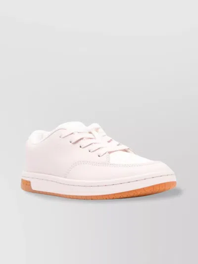 Kenzo Low Top Panelled Leather Sneakers In White