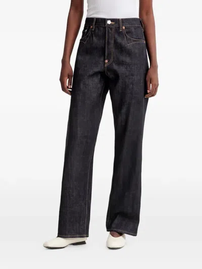 Kenzo Low-waist Contrast-stitching Japanese Denim Jeans In Blue