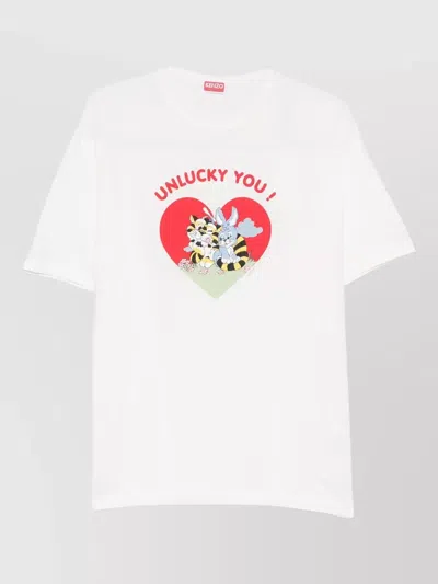 Kenzo Lucky Charm Graphic Crew Neck T Shirt In White