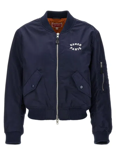Kenzo 'lucky Tiger' Navy Polyamide Bomber Jacket In Blue