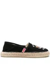 Kenzo Canvas Espadrilles With Logo Embroidery In Black