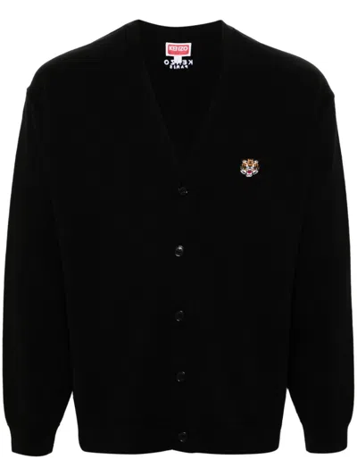 Kenzo Lucky Tiger Wool Cardigan In Schwarz